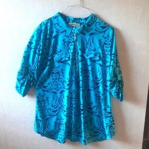 Blue Patterned Women's Top (Bepei)